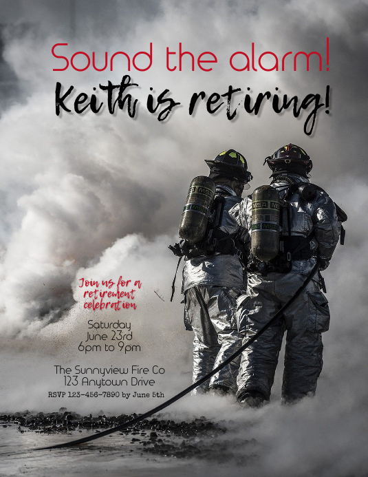 Fireman Fire Department Retirement Party Template | PosterMyWall