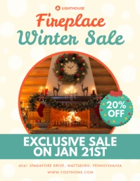 Fireplace Winter Sale Instagram Post Flyer (format US Letter) template