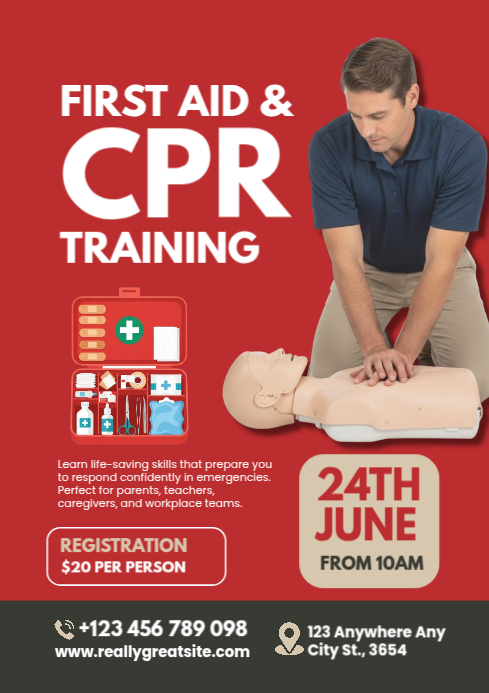 First Aid And Cpr Training Template | PosterMyWall
