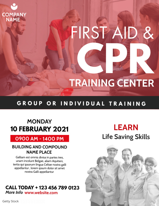 first aid & cpr training center advertisement Template | PosterMyWall