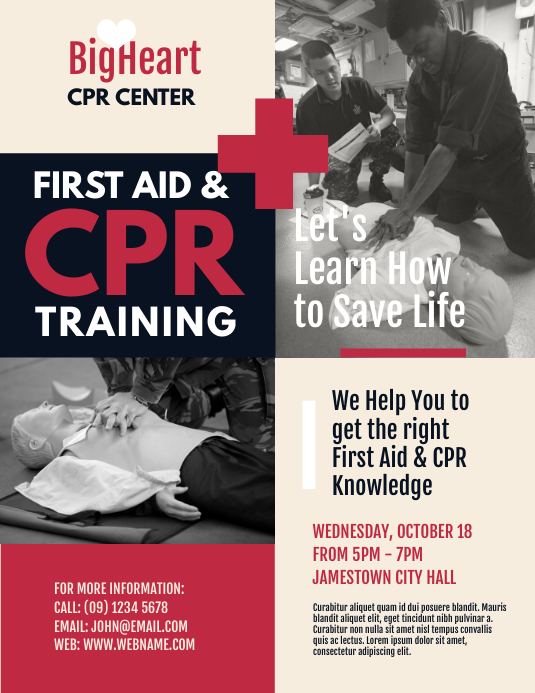 First Aid & CPR Training Flyer Template PosterMyWall
