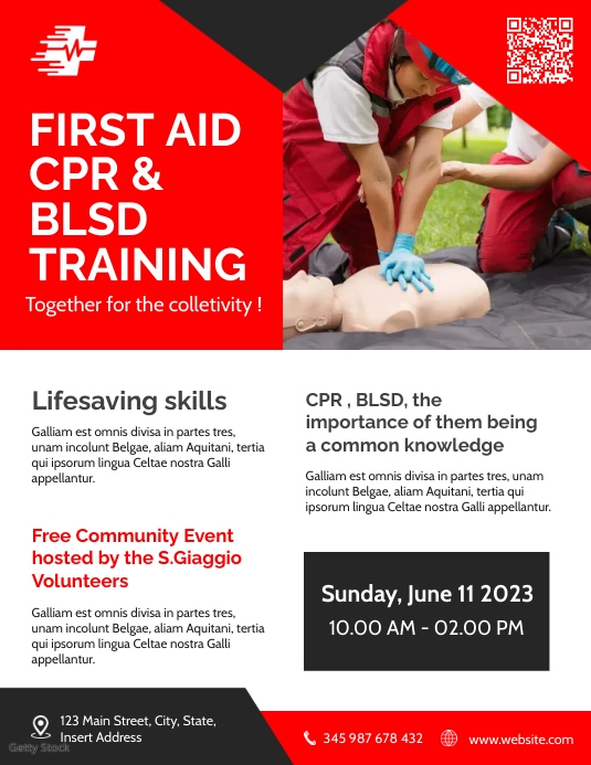first aid & cpr advertisement flyer templare Ulotka (US Letter) template
