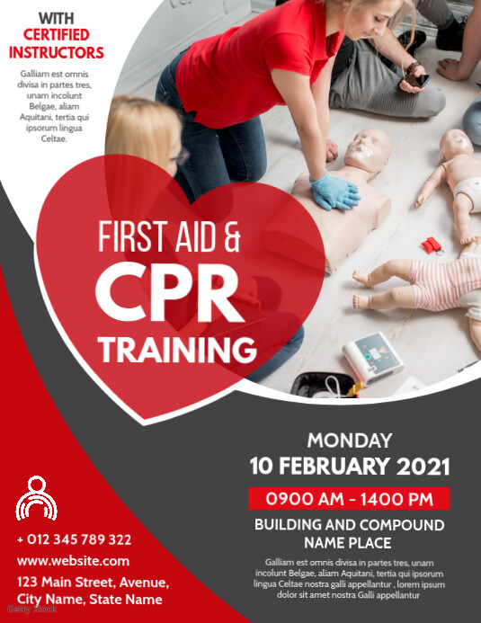 first aid and cpr training advertisement flye Template PosterMyWall