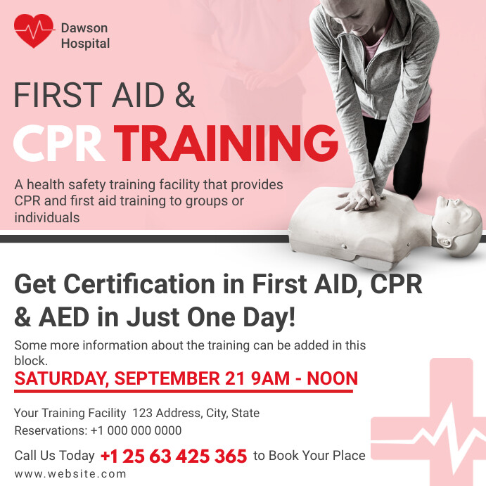 Copy of First Aid And CPR Training Certification Ad | PosterMyWall