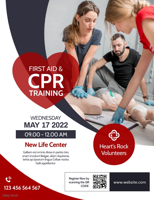 Copy of first aid and cpr training flyer advertisemen PosterMyWall