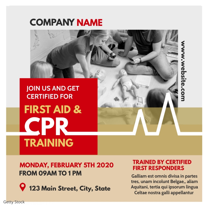 first aid and cpr training instagram post adv Template | PosterMyWall