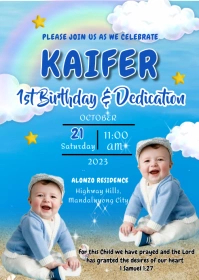 First Birthday & Dedication A6 template