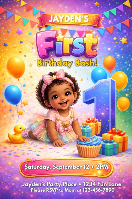 First Birthday Celebration Template | PosterMyWall