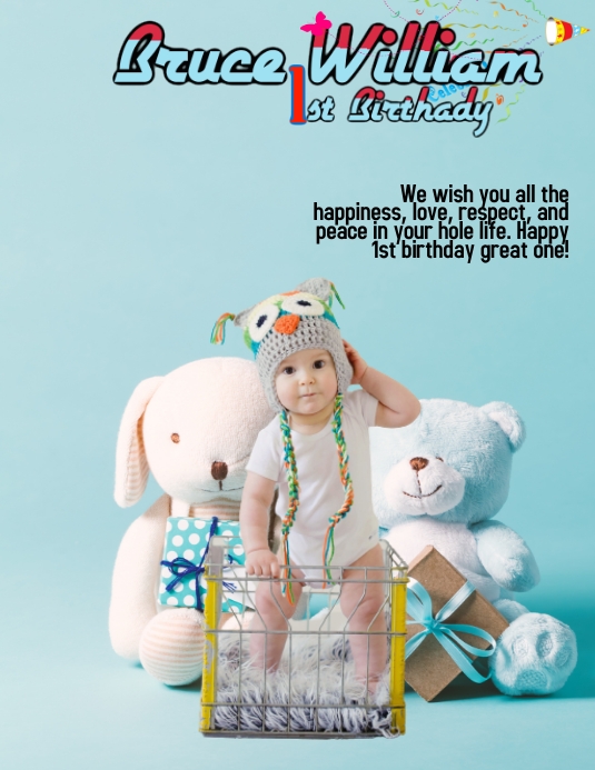first birthday Flyer (US Letter) template