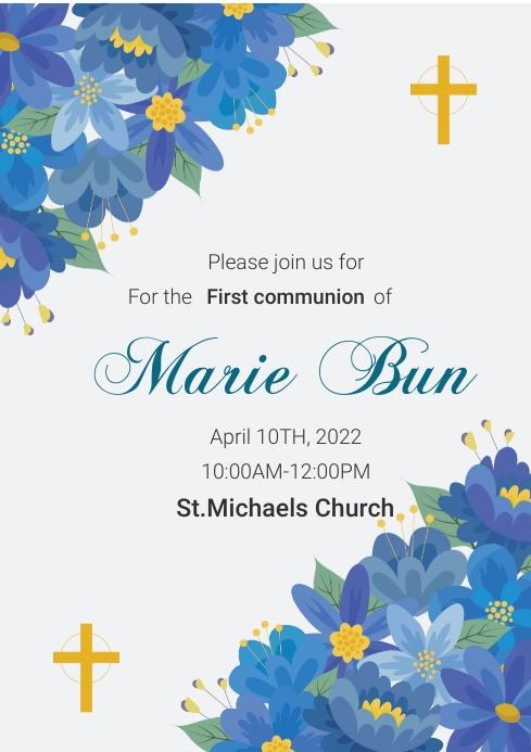 first holy communion invitation card editable First Communion Invitation Template, Instant Download, Printable First Holy Communion Invitation, Editable Invitation, Templett Baptism