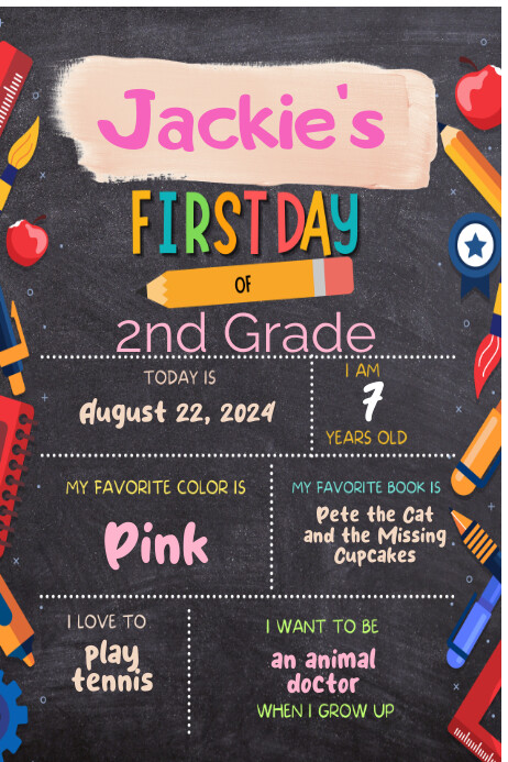 First Day of School Back To School Sign Poste Cartaz template