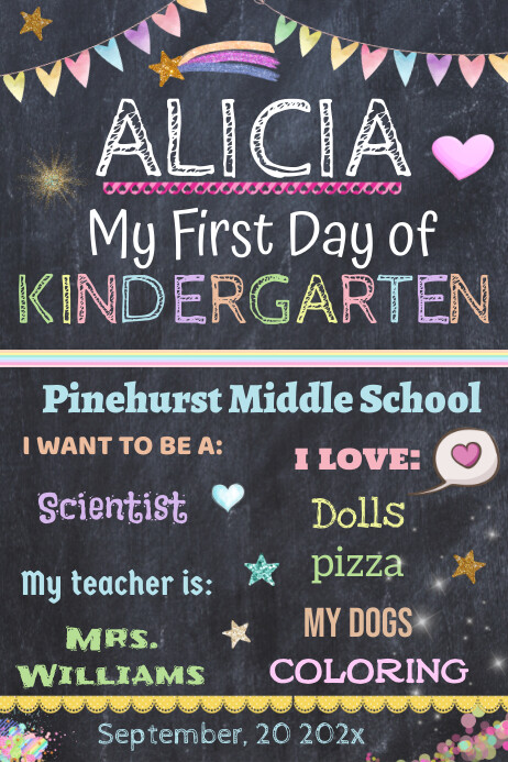 First Day of School Chalkboard Sign Cartaz template