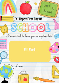 สีขาว Back to School Gift Card A6 Template