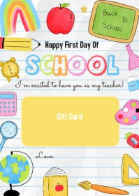 First Day Of School Gift Card Holder Template A6