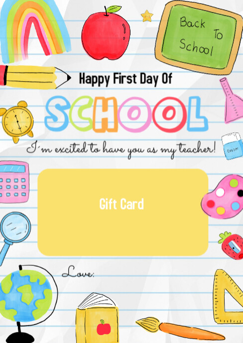 First Day Of School Gift Card Holder Template | PosterMyWall
