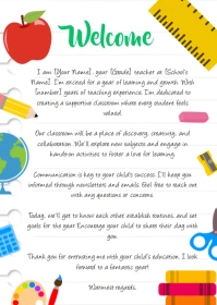 First Day Of School Letter From Teacher, A6 template