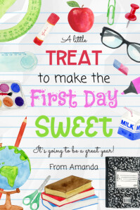 First day of school sweet treat tag Banner 4' × 6' template