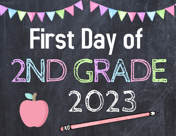 First Day of Second Grade Sign Flyer (US Letter) template