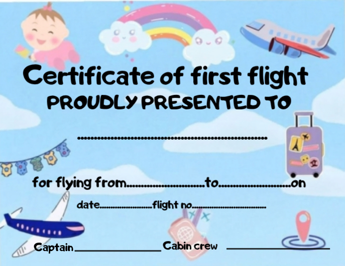 first flight certificate Template | PosterMyWall