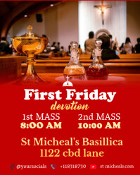 first friday devotion catholic church sermon mass communion eucharist service poster banner flyer Instagram Portrait template