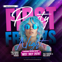 first Fridays club flyer Cuadrado (1:1) template