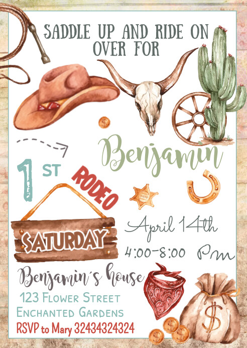 First Rodeo Birthday Invitation Template | PosterMyWall