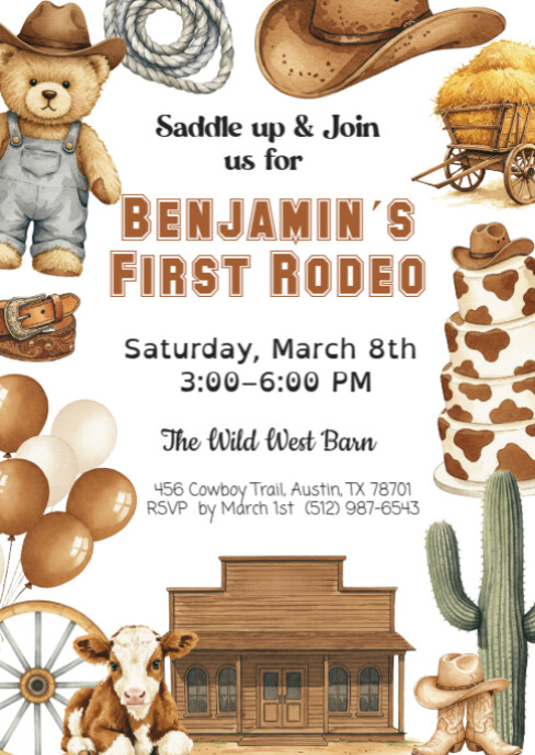 First Rodeo Invitation Template | PosterMyWall