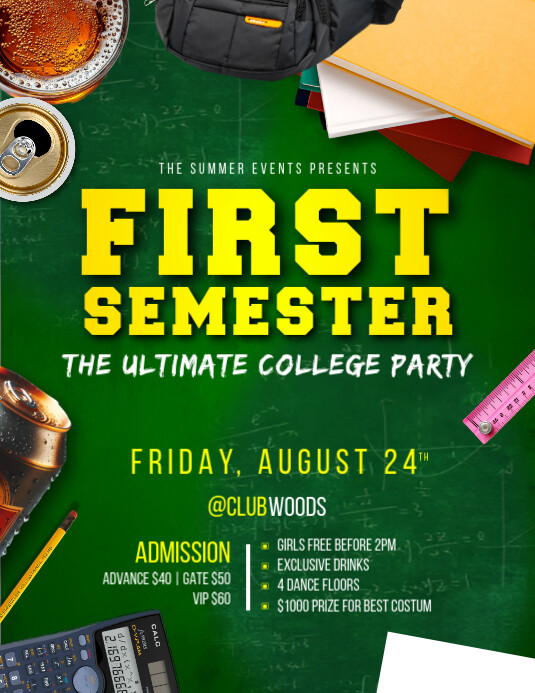 First Semester In College First Semester College university freshers party poster flyer template ...
