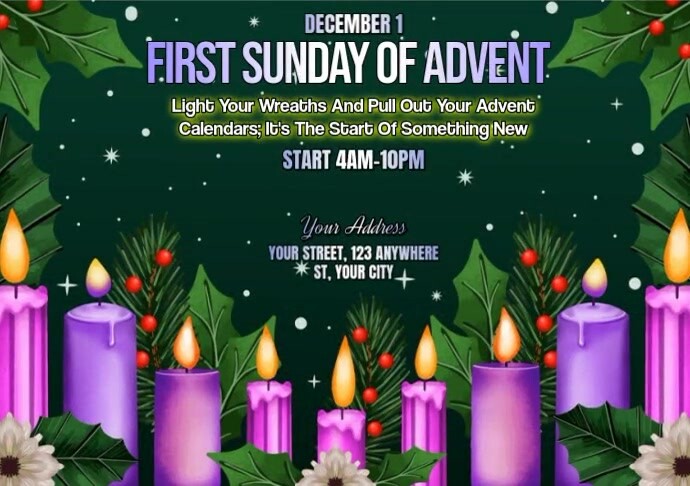 First Week Advent Graphics First Sunday Advent Template | PosterMyWall