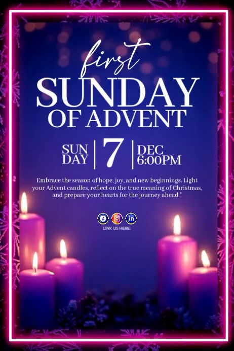 First Sunday of Advent Service Template | PosterMyWall