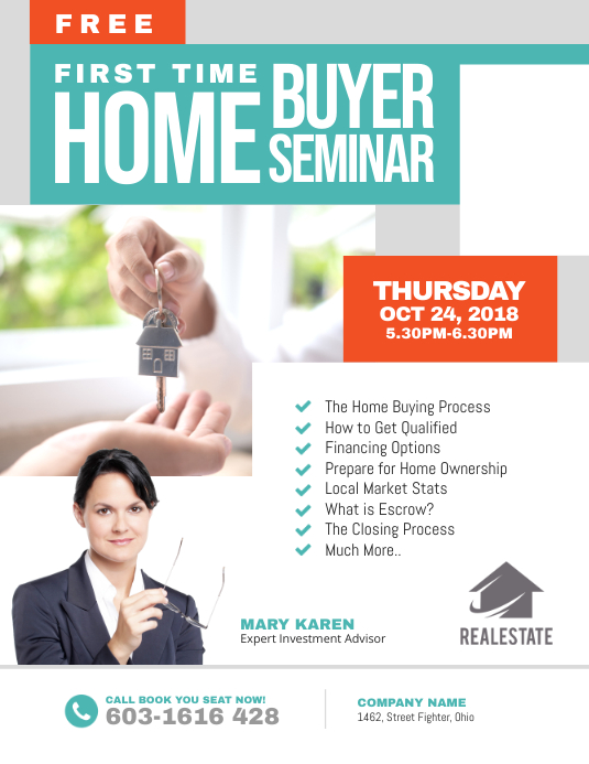 First Time Home Buyer Seminar Flyer Iflaya (Incwadi ye-US) template