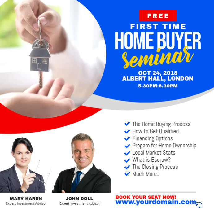 First Time Home Buyer Seminar Flyer Quadrat (1:1) template