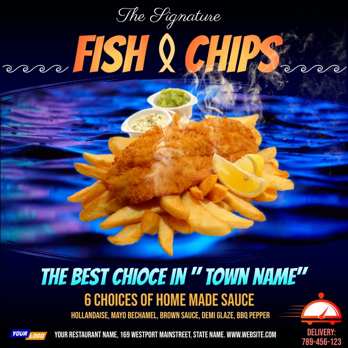 Fish & chips advertisement template Instagram 帖子