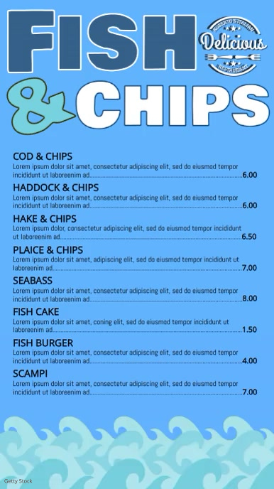 Fish and Chips Digital Menu Template | PosterMyWall