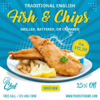 Fish and Chips Post - Restaurant Promo Сообщение Instagram template