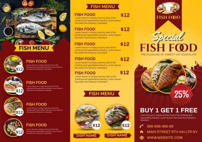 Copy of Fish food trifold menu | PosterMyWall