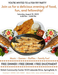 สีขาว Fish Fry Party Flyer Template