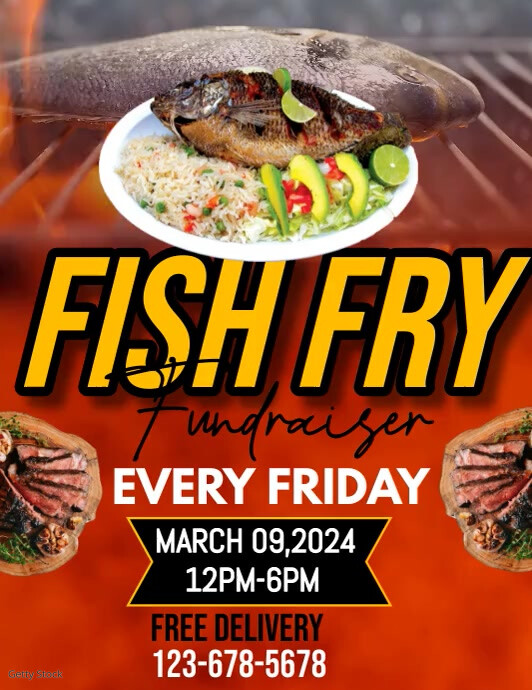 Fish fry flyer Volante (Carta US) template