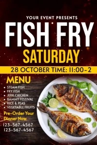 Fish fry flyer Cartaz template