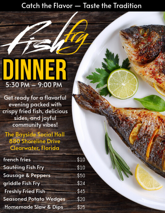 fish fry Friday # Fish Fry Menu # BBQ Menu Рекламная листовка (US Letter) template