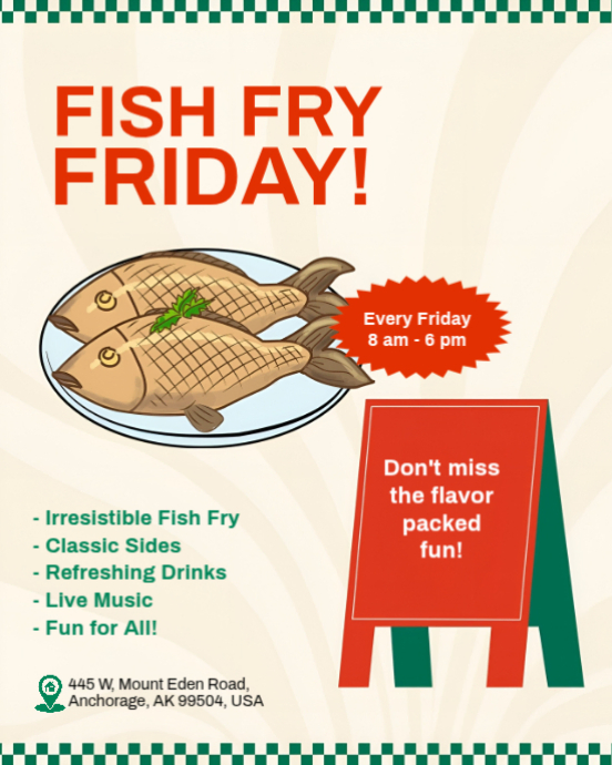 Fish Fry Friday Event Flyer & Seafood Restaurant Weekly Special ...