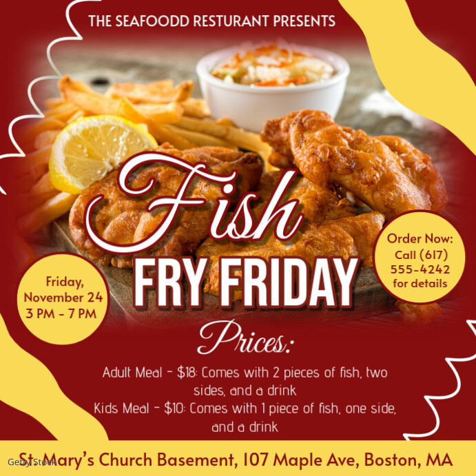 Friday Fresh Fish Fish Fry Friday Flyer Templat | PosterMyWall