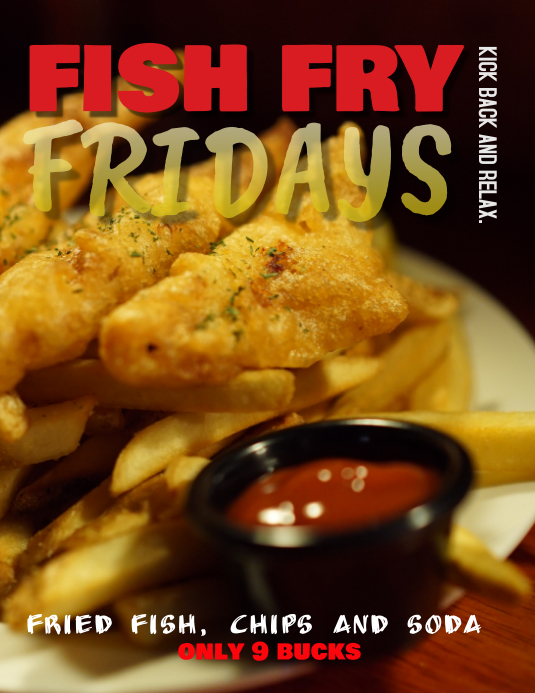 fish fry fried fish flyer ใบปลิว (US Letter) template