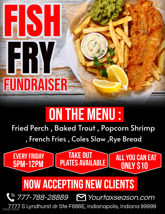 Fish Fry Fundraiser Flyer, Editable Fish Fry Volantino (US Letter) template