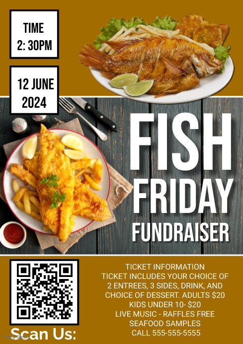 Fish Fry Fundraiser Flyer, Editable Fish Fry A4 template