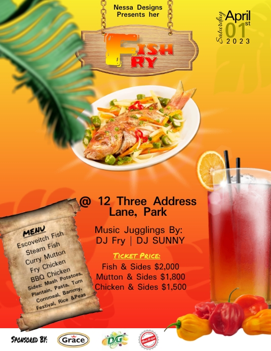 Fish Fry Temp By Nessa Designs Nessa Designs Template PosterMyWall