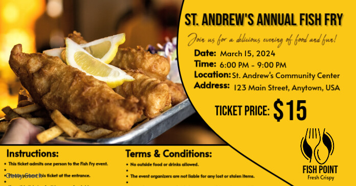 Fish Fry Ticket Template | PosterMyWall