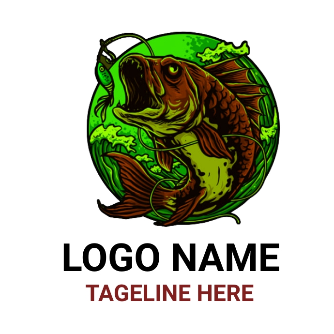 Fish @ 55 Logo Bass Fishing Logo Design