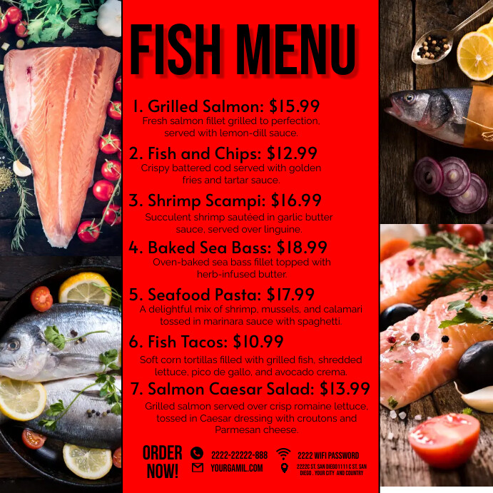 Plantilla de Fish Menu , Sea food Menu , | PosterMyWall