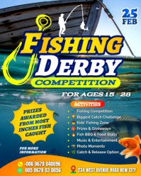 Fishing Derby tournament contest bass competition trout derbies championship event invitation social Instagram Portrait template